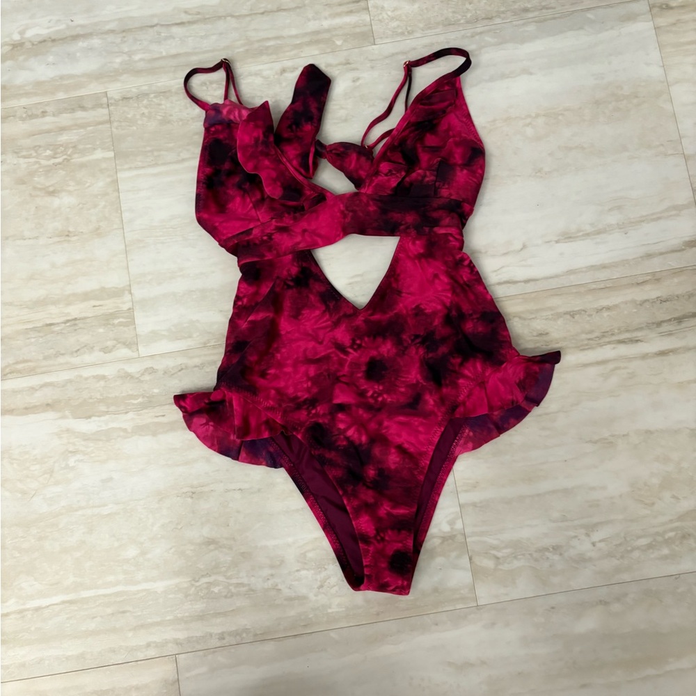 Women's Pink Tie-Dye One Piece Swimsuit